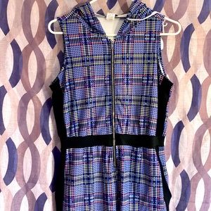 Blue jumpsuit with hoodie